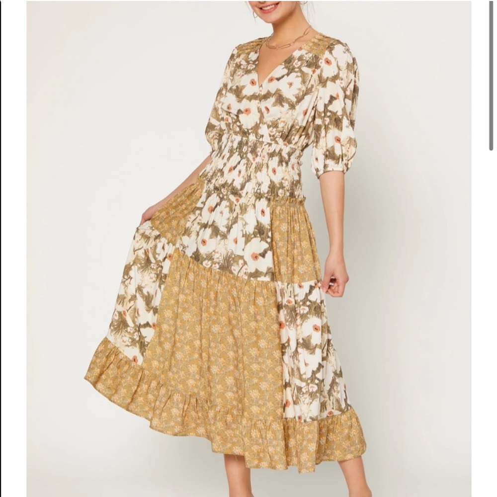NWT Current Air multi floral tiered maxi dress